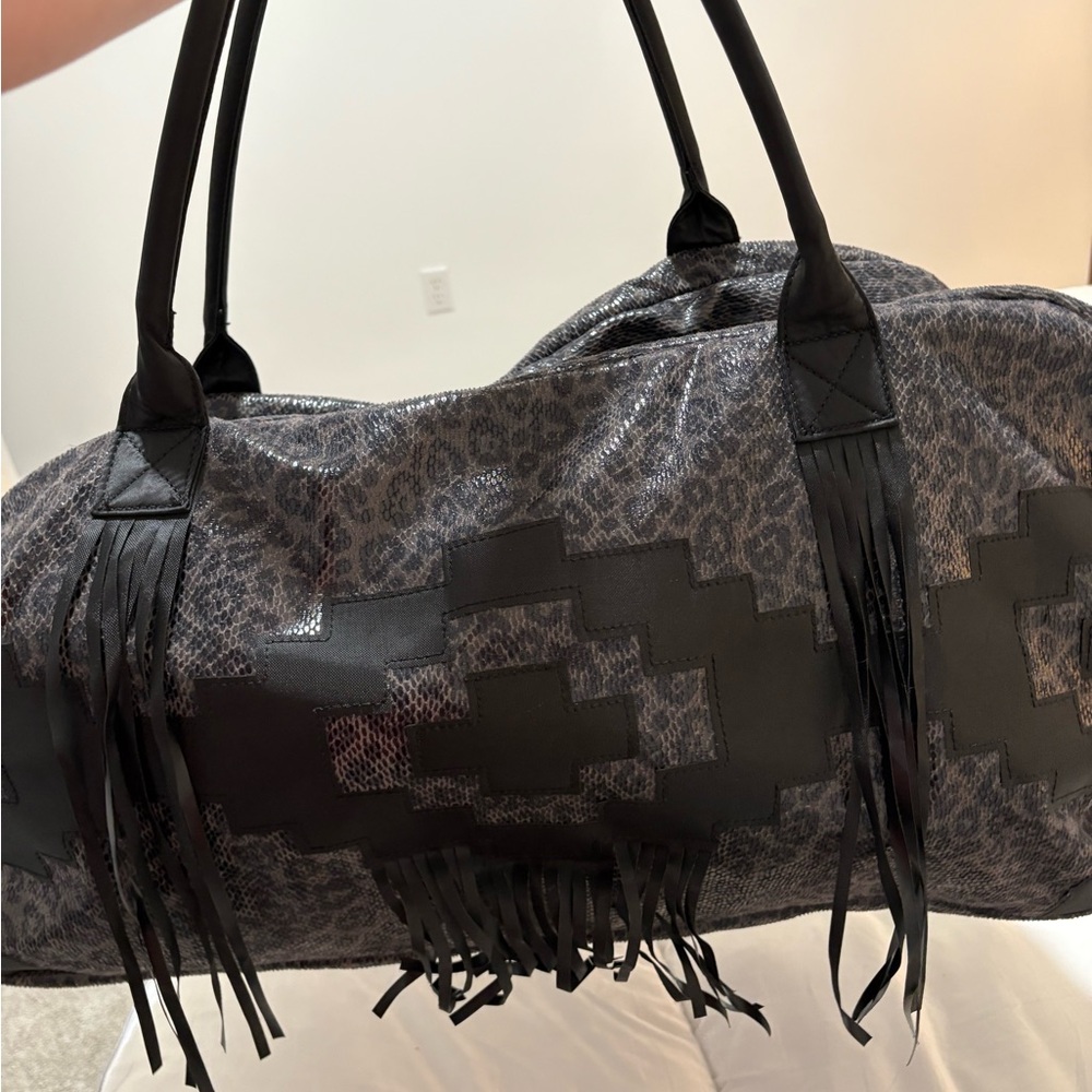 Stylish Black and Gray Duffel Bag
